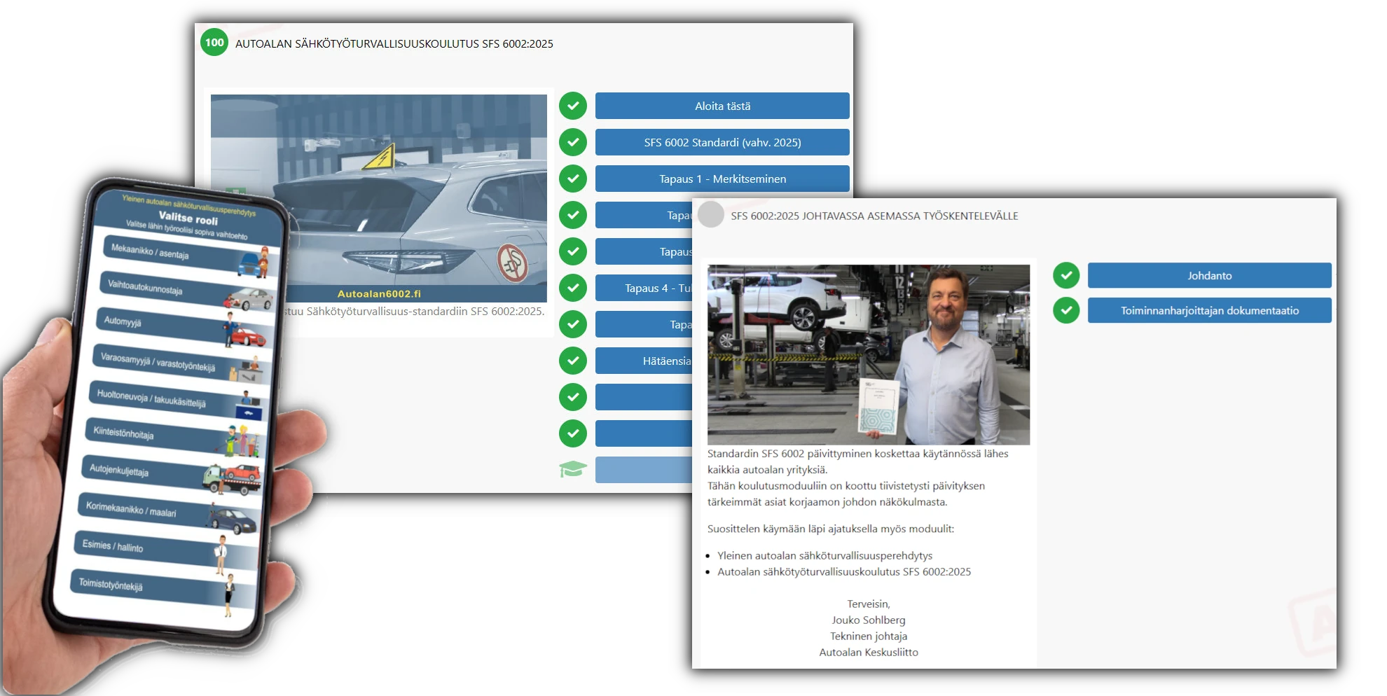 Autokorjaamoiden päälliköille tarkoitettu SFS 6002 kouluuspaketti.